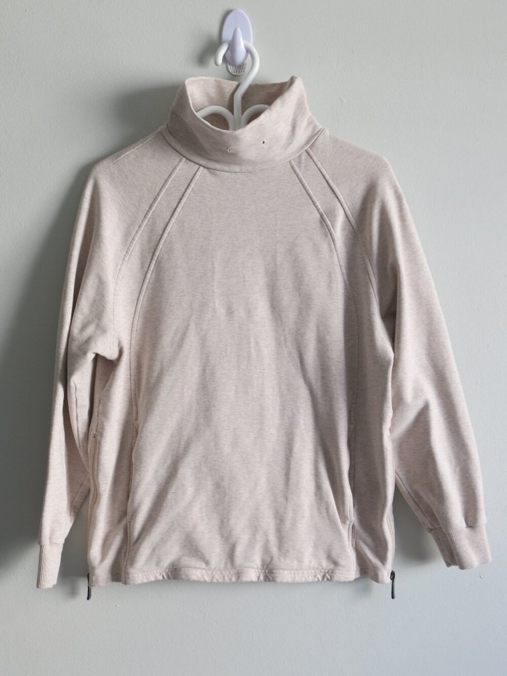 Varley Ribbed Cuffs Side Zip Drawstring Cowl Mock Neck Atlas Sweatshirt Sz Small